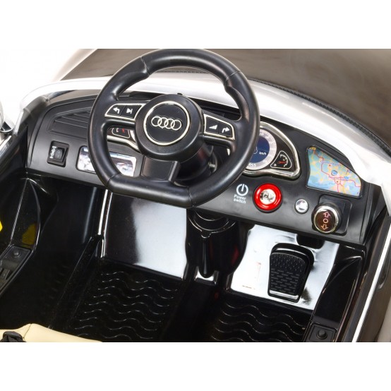 Audi RS5 s 2.4G dálkovým ovládáním, čalouněnou sedačkou a vstupem pro SD kartu, bílá